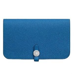 Hermès Dogon Duo Wallet Blue Jean Togo